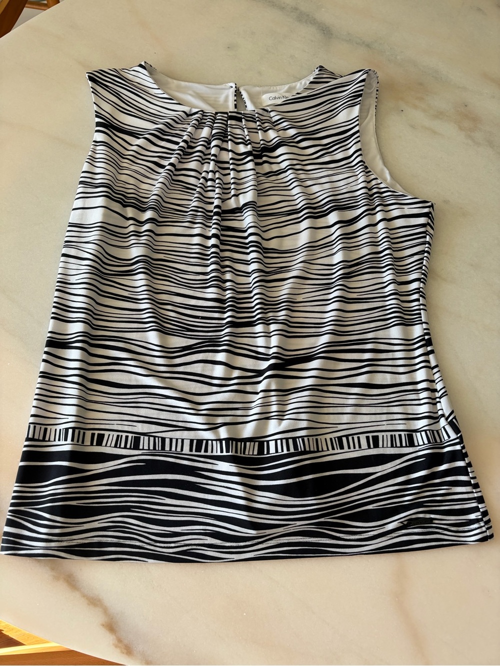 Calvin Klein Black and White Sleeveless Striped Camisole